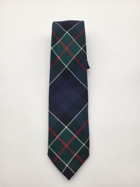 Men's Navy & Green Plaid Tie with Red Accents
